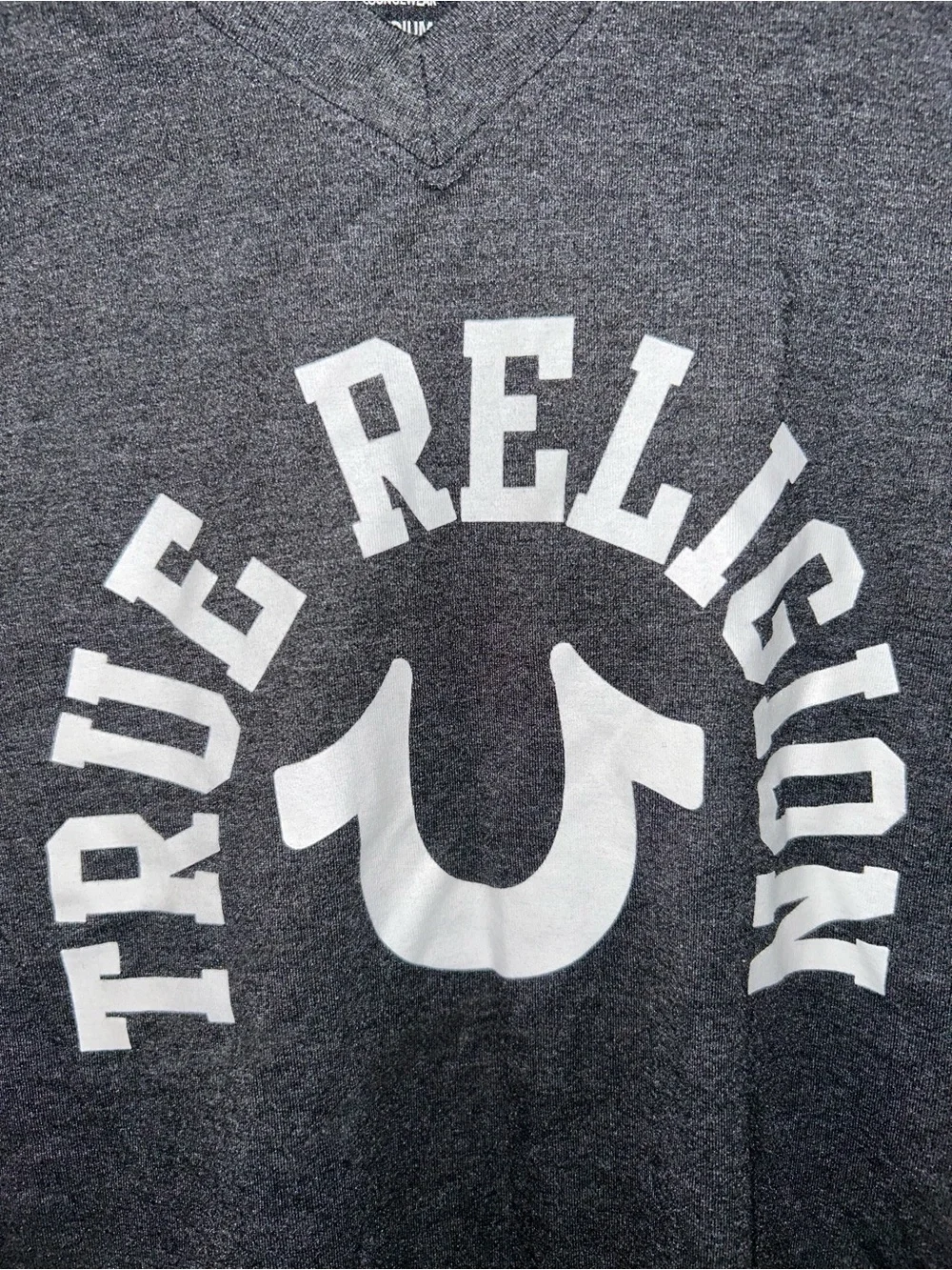 True Religion Grey V-neck Graphic T-shirt